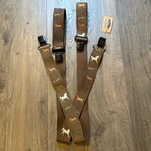 NWT Woodland Creek Brown Multicolored Horse Adult Suspenders Size 49 inches